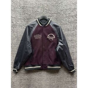 GU x Undercover Kosmik Noise Stadium Varsity Jacket Burgundy Mens Size L